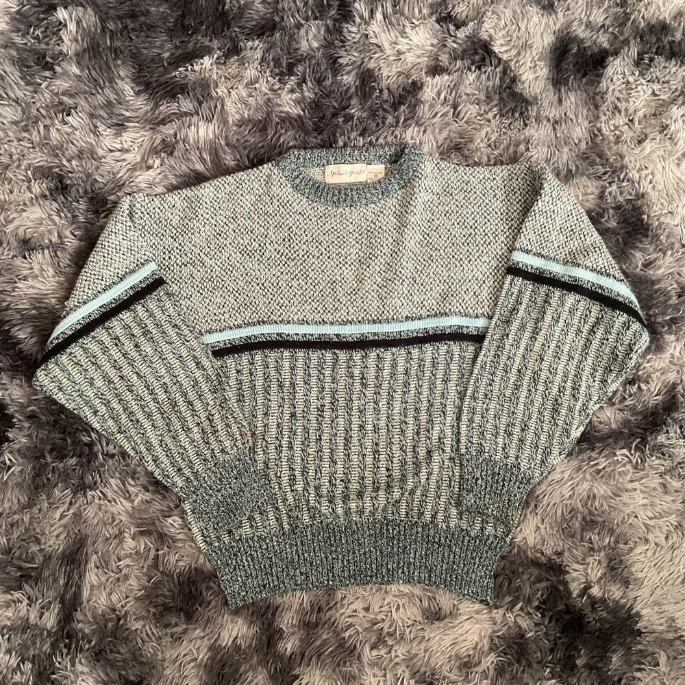 Gray and Black Striped Sweater